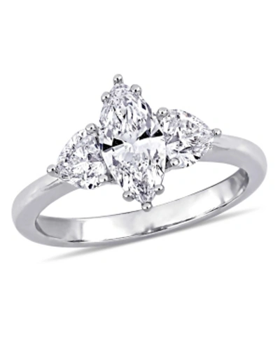 Shop Macy's Marquise And Heart Certified Diamond (1 3/4 Ct. T.w.) 3 Stone Engagement Ring In 18k White Gold