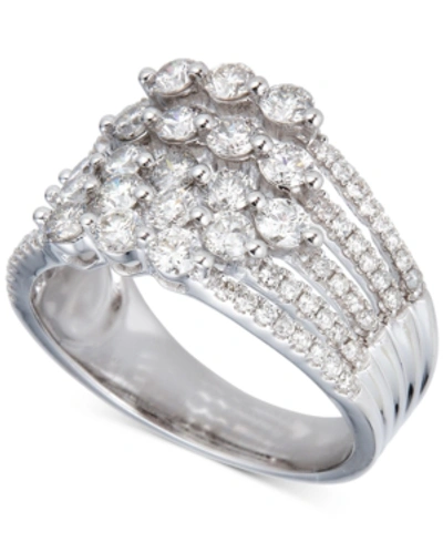Shop Macy's Diamond Multi-row Statement Ring (1-1/2 Ct. T.w.) In 14k White Gold