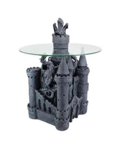 Shop Design Toscano Lord Langton's Castle Glass-topped Sculptural Table In Dark Gray