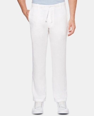 Shop Perry Ellis Men's Regular-fit Linen Drawstring Pants In Bright White