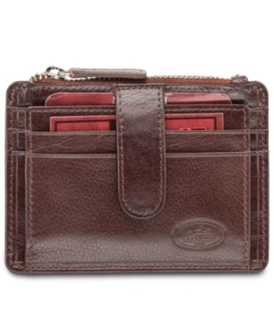 Mancini Men's  Equestrian2 Collection Rfid Secure Card Case And Coin Pocket In Brown