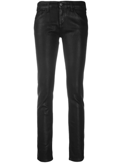 Shop Emporio Armani Coated Skinny Jeans In Black