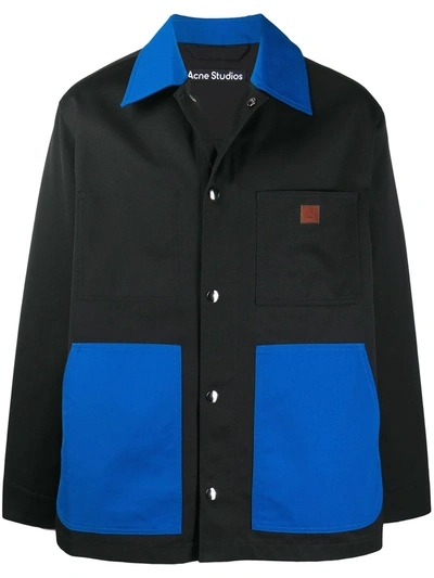 Shop Acne Studios Two-tone Shirt Jacket In Black