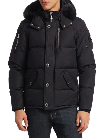 Shop Moose Knuckles Men's 3q Fox Fur-trim Puffer Jacket In Black Black