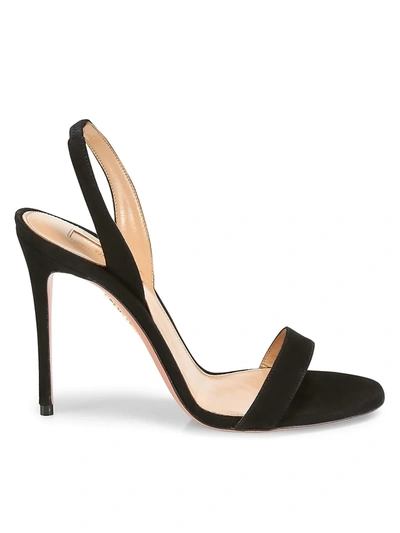 Shop Aquazzura Women's So Nude Suede Slingback Sandals In Black