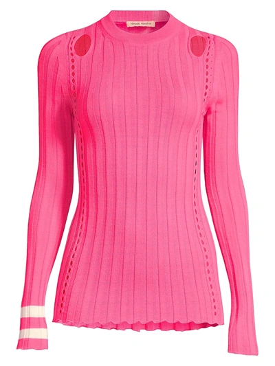 Shop Maggie Marilyn Hole Lot Of Loving Merino Wool Cut-out Sweater In Fluro Pink