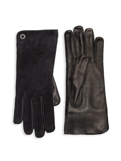 Shop Loro Piana Women's Guanto Jacqueline Leather & Suede Gloves In Caviar