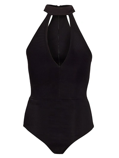 Shop Alice And Olivia Women's Bechette Choker Halterneck Bodysuit In Black