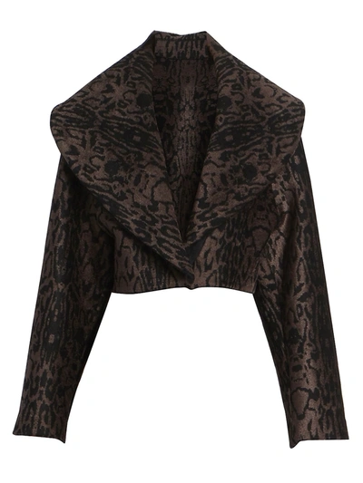 Shop Alaïa Women's Animal-print Crop Jacket In Noir Brun