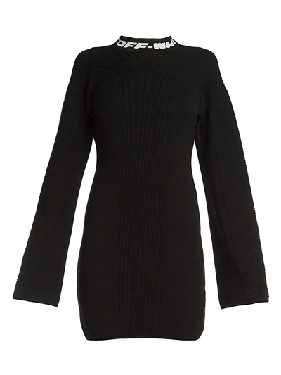 Shop Off-white Women's Industrial Knit Backless Mini Dress In Black