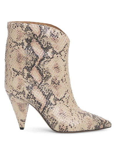 Shop Isabel Marant Women's Leinee Snakeskin-embossed Leather Ankle Boots In Nude