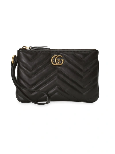 Shop Gucci Women's Gg Marmont Wrist Wallet In Black