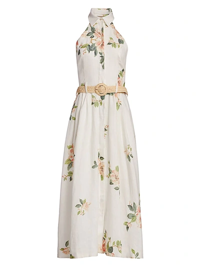 Shop Zimmermann Kirra Halter Maxi Dress In Ivory Magnolia