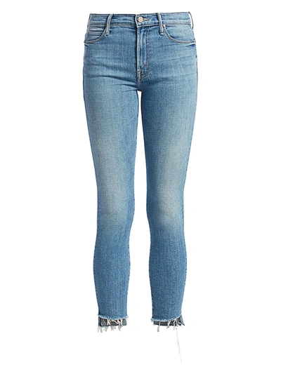Shop Mother The Stunner High-rise Ankle Skinny Zip Step Fray Hem Jeans In Camp Expert