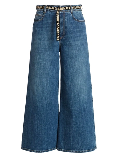 Shop Stella Mccartney Eco Dark Stone High-waist Wide-leg Jeans In Sky Blue
