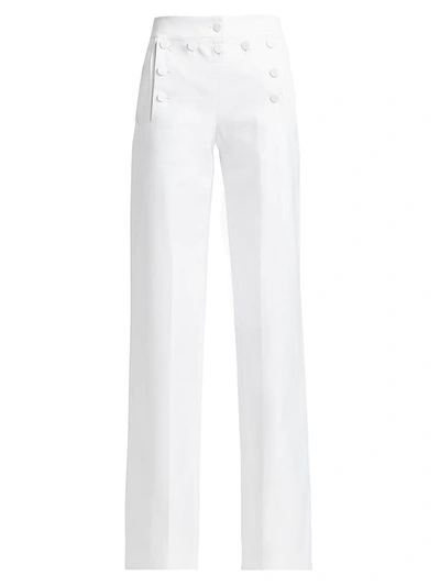 Shop Michael Kors Women's Wide-leg Twill Sailor Pants In Optic White