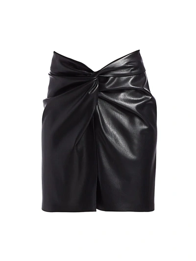 Shop Nanushka Women's Milo Vegan Leather Knotted Skirt In Black