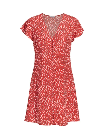 Shop Rails Women's Helena Floral Flutter-sleeve A-line Dress In Carmine Daisies