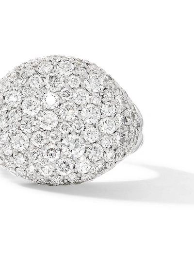 David Yurman 18k White Gold Chevron Pinky Ring With Pave Diamonds In D8wadi