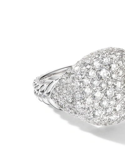 Shop David Yurman 18kt White Gold Chevron Pavé Diamond Pinky Ring In D8wadi