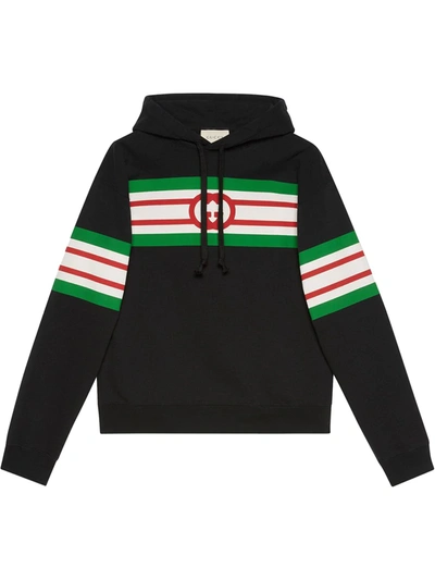 Shop Gucci Stripe-print Hoodie In Black