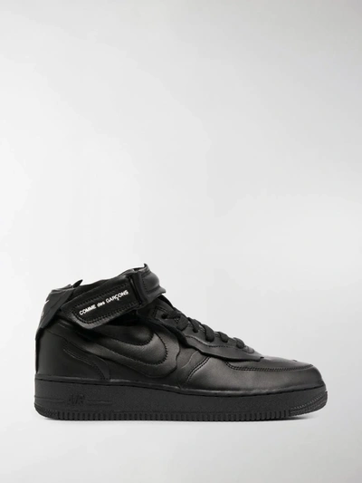 Shop Nike X Comme Des Garçons Air Force 1 Mid Sneakers In Black