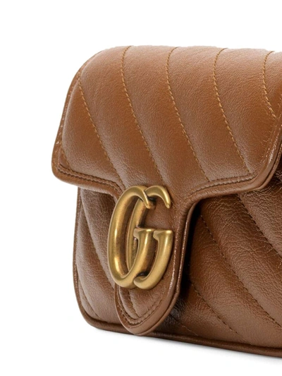 Shop Gucci Gg Marmont Mini Bag In Brown