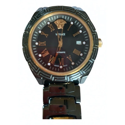 Pre-owned Versace Black Steel Watch