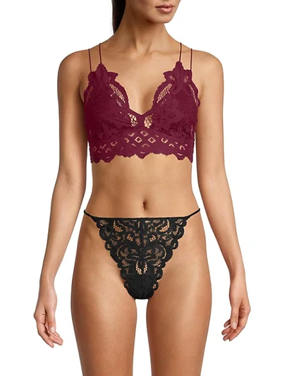 Free People Adella Lace Bralette In Dark Red