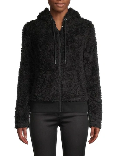 Shop Marc New York Women's Faux Fur Hooded Jacket In Black