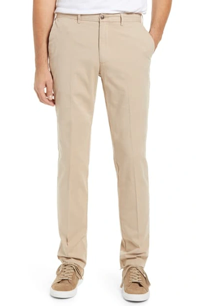 Shop Peter Millar Crown Fleece Flat Front Pants In Khaki