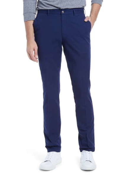 Shop Peter Millar Crown Fleece Flat Front Pants In Navy