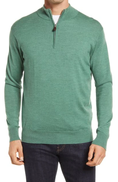 Shop Peter Millar Crown Quarter Zip Sweater In Field Green