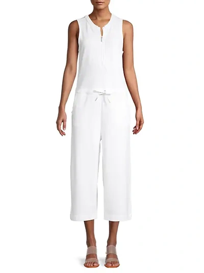 Calvin Klein Performance Cropped Cotton-blend Jumpsuit In White | ModeSens