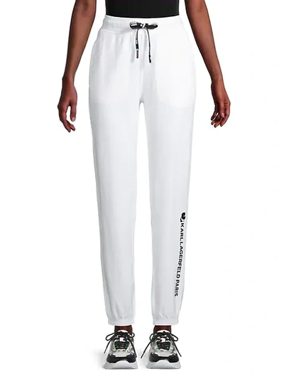 Shop Karl Lagerfeld Logo Jogging Pants In White Black