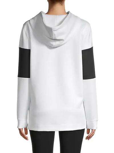 Shop Karl Lagerfeld Women's Logo Colorblock Hoodie In White Black