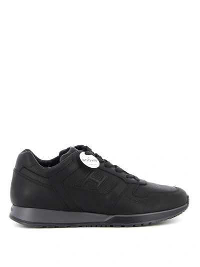 Shop Hogan H321 Leather Sneakers In Black