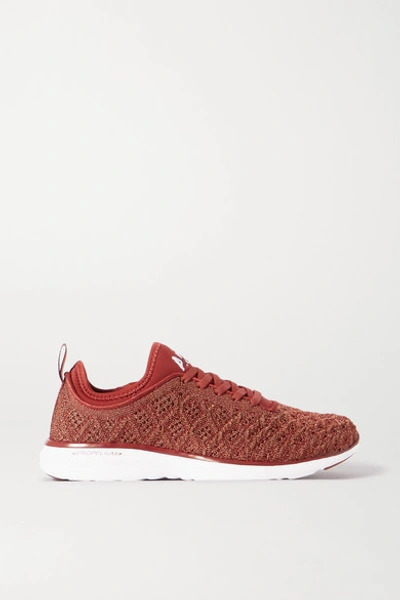 Shop Apl Athletic Propulsion Labs Techloom Phantom Metallic Mesh And Neoprene Sneakers In Burgundy