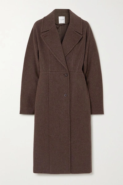 Shop Le 17 Septembre Line Wool-blend Coat In Brown