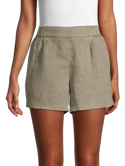 Shop Michael Stars Linen & Cotton-blend Shorts In Olive
