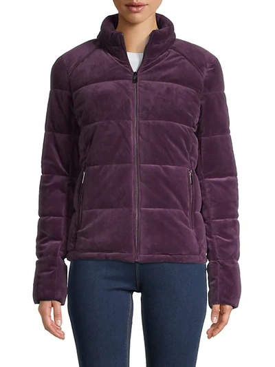 Shop Marc New York Velvet Puffer In Spiced Plum