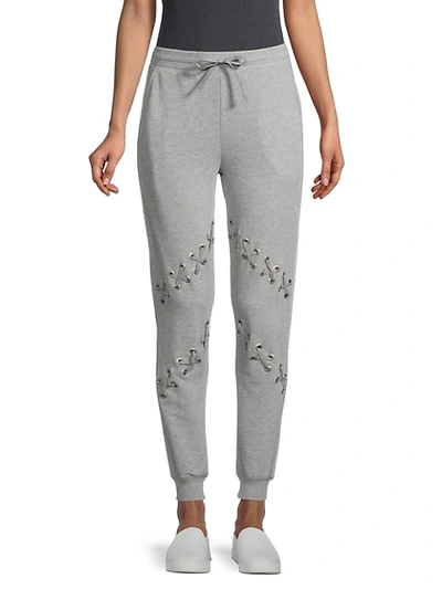 Shop South Parade Lace Cotton-blend Sweatpants In Grey