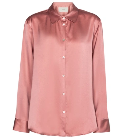 Shop Asceno London Silk Satin Blouse In Pink