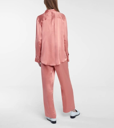 Shop Asceno London Silk Satin Blouse In Pink