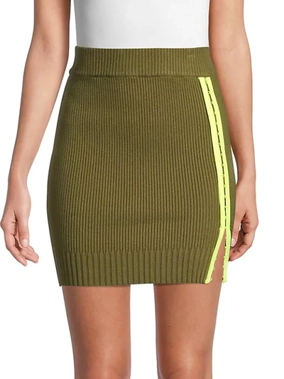 Shop For Love & Lemons Paige Ribbed Mini Skirt In Olive