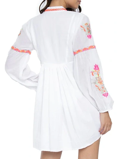 Shop Pilyq Embroidered Cotton Tunic In White Multi