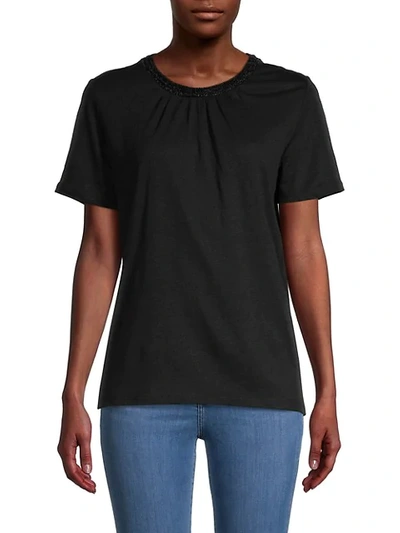 Shop Maje Linen T-shirt In Black