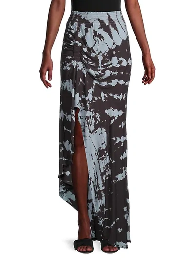 Shop Young Fabulous & Broke Tie-dyed High-low Skirt In Coal