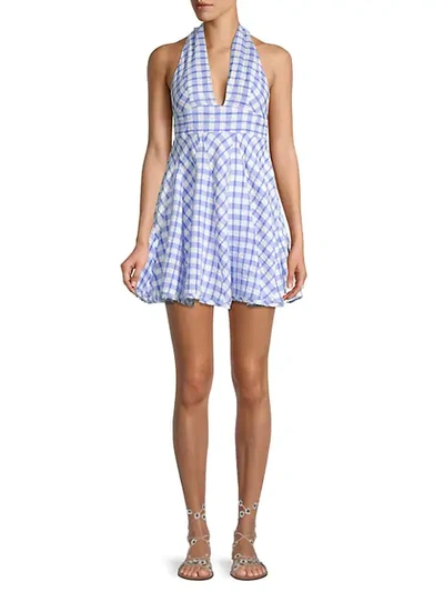 Shop Free People Do The Twist Check Mini Dress In Blue Combo