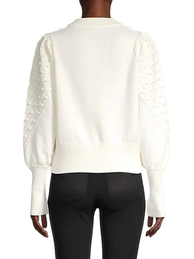 Shop French Connection Cropped Bobble-stitched Cotton-blend Sweater In Winter White